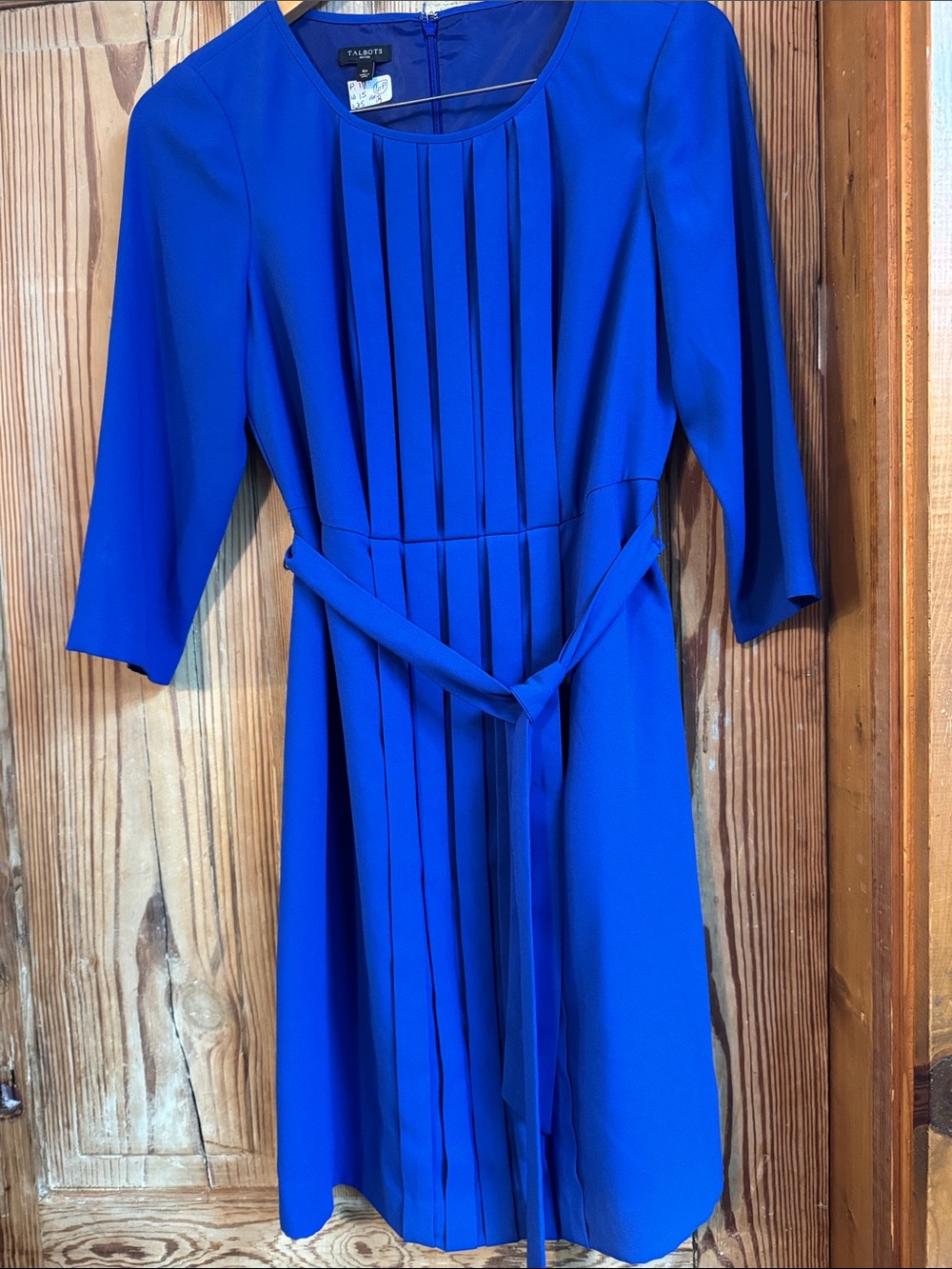 Talbots 6 Royal Blue Pleated Belted Dress
